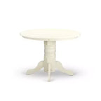 Dining Table Set for 4 - 5 Piece Round Kitchen Table with Chairs - Old World Charm - 42 Inch - Linen White
