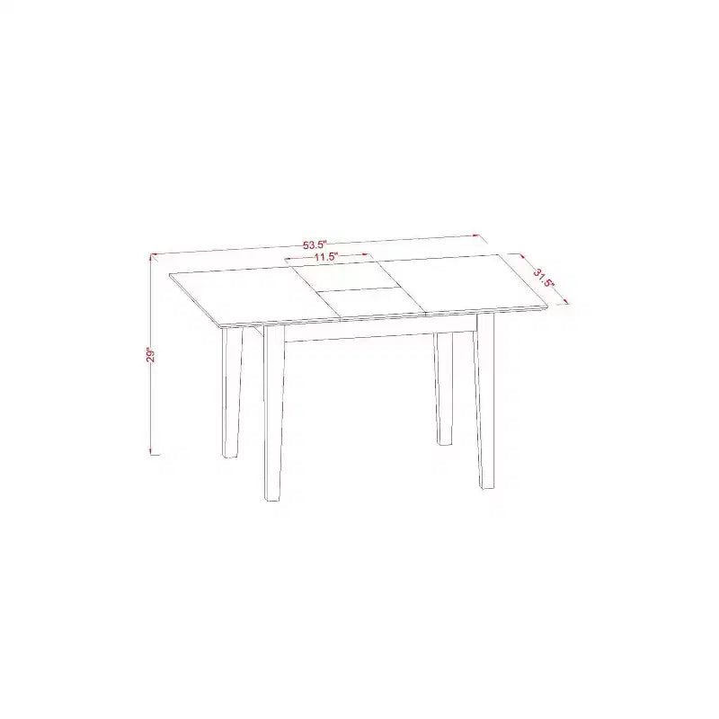 Rectangle Dinette Table Set - 3Pc Dining Table with Butterfly Leaf & 2 Parsons Chairs - Firebrick Red