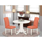 Round Dinette Set 3pc - 42 Table & 2 Parson Chairs - Pink Flamingo PU Leather - Eclectic Elegance