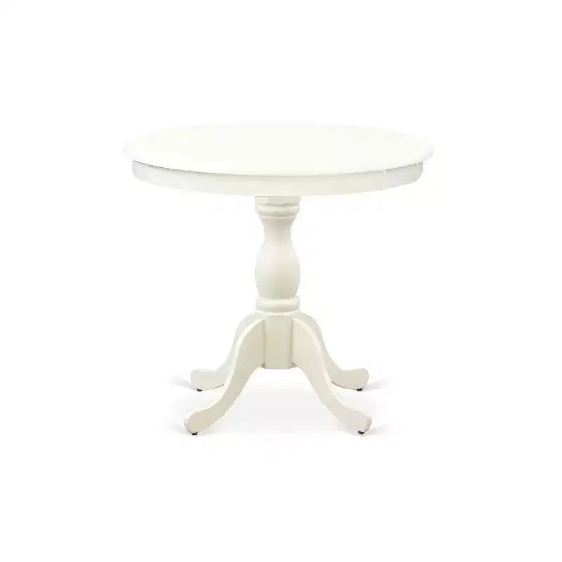 3-Piece Linen White Finish Solid Wood Top - Dining Room Set with High Back - Seats 4