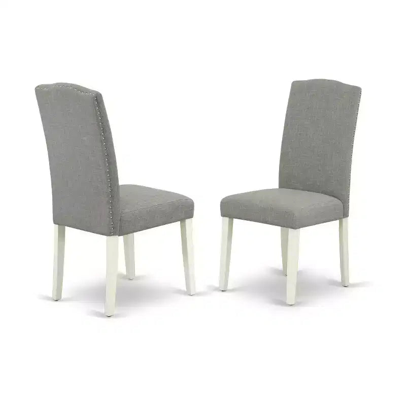 3-Piece Linen White Finish Solid Wood Top - Dining Room Set with High Back - Seats 4