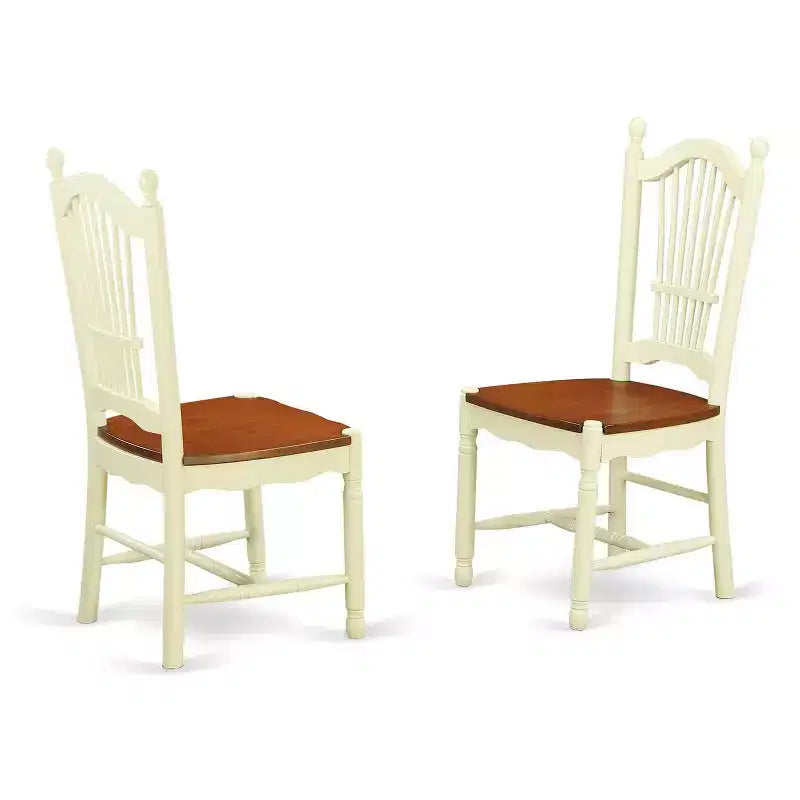 HomeStock 5-Pc Buttermilk and Cherry Solid Wood Top - Dining Room Set with Dropleaf - Seats 4