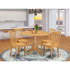 HomeStock 5-Piece Round Natural Oak Finish Solid Wood Top Dining table with 4 Chairs