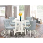 5-Piece Linen White Finish Solid Wood Top - Dining Room Set - Seats 4