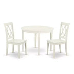 Nordic Dining Set - 3 Piece Table & Chairs - 42 Inch Round Table - Linen White Finish - Modern Furniture