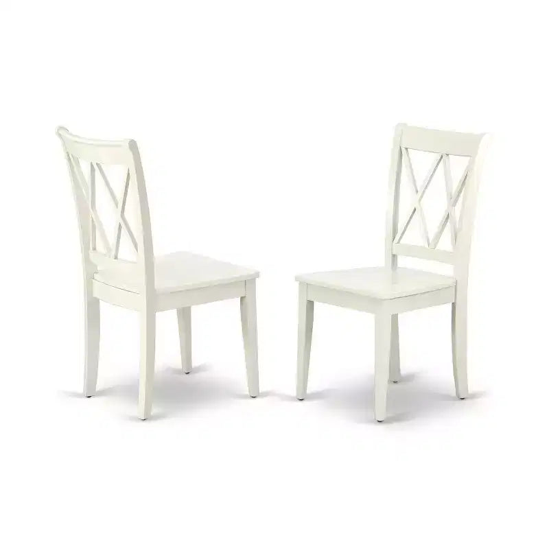 Nordic Dining Set - 3 Piece Table & Chairs - 42 Inch Round Table - Linen White Finish - Modern Furniture