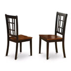 HomeStock 5-Piece Square Black and Cherry Finish Solid Wood Top Dining Table with 4 Chairs