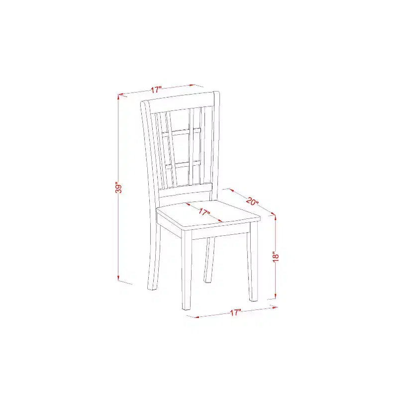 HomeStock 5-Piece Square Black and Cherry Finish Solid Wood Top Dining Table with 4 Chairs