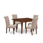 HomeStock 5-Pc Mahogany Finish Solid Wood Top - Rectangular Dining Room Set with Butterfly Leaf - Seats 4