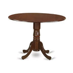 HomeStock 5-Pc Round Mahogany Finish Solid Wood Top Dining table with 4 Chairs with Drop Leaf