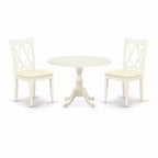 3-Piece Linen White Finish Solid Wood Top - Dining Room Set - Seats 4