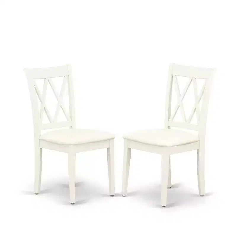 3-Piece Linen White Finish Solid Wood Top - Dining Room Set - Seats 4