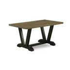 HomeStock 3-Piece Rectangle Distressed Jacobean Finish Solid Wood Top Dining Table with 2-Benches