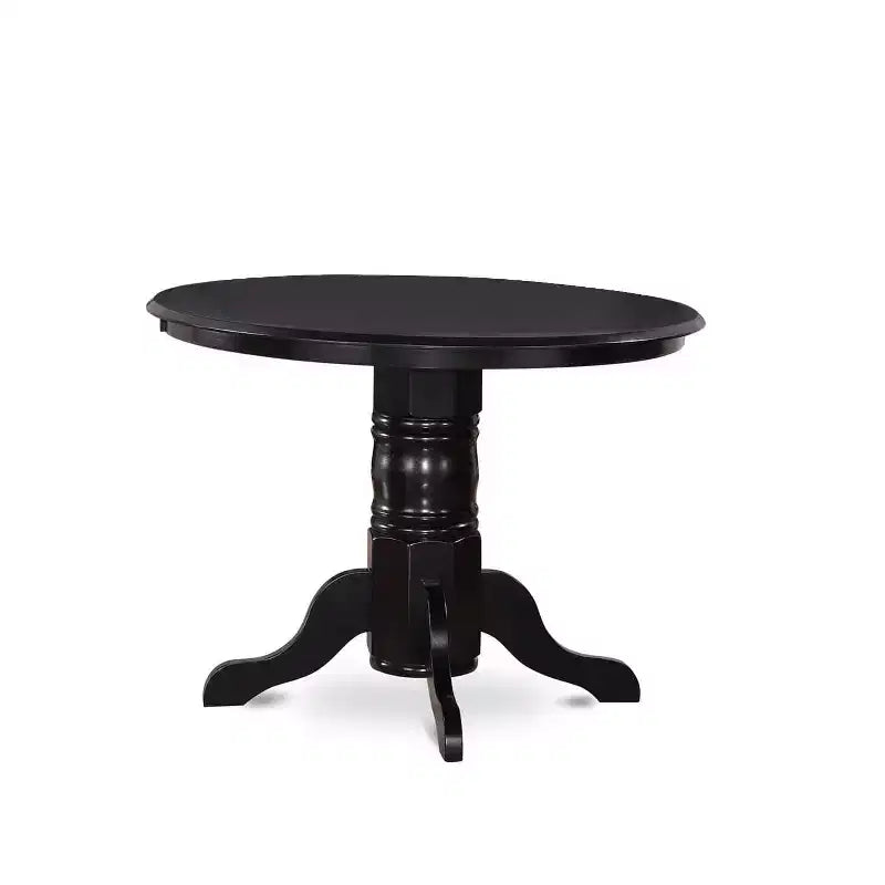 HomeStock 5-Piece Round Black Finish Solid Wood Top Dining table with 4 Chairs