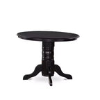 HomeStock 5-Piece Round Black Finish Solid Wood Top Dining table with 4 Chairs