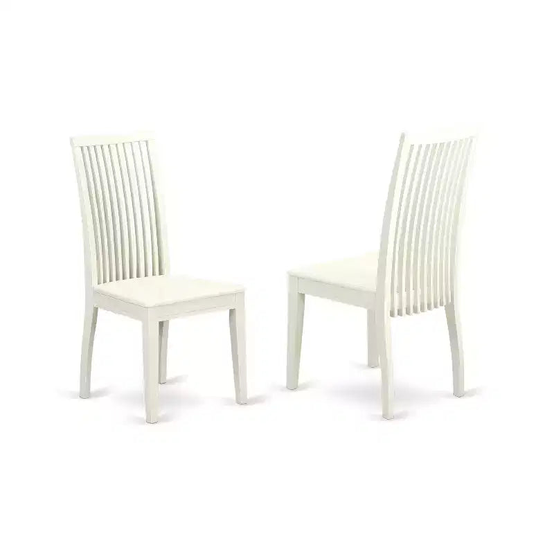 HomeStock 5-Piece Linen White Finish Solid Wood Top Dining table with 4 Chairs
