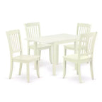 HomeStock 5-Pc Linen White Finish Solid Wood Top - Dining Room Set - Seats 4