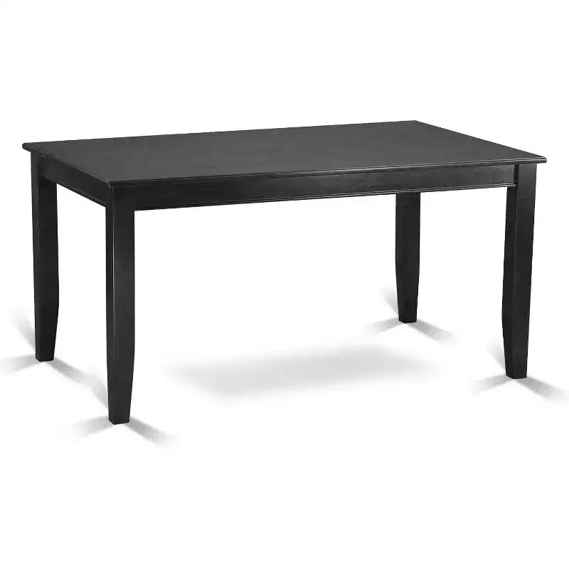 HomeStock 5-Piece Rectangle Black Finish Solid Wood Top Dining table with 4-Chairs with Slat Back
