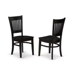 HomeStock 5-Piece Rectangle Black Finish Solid Wood Top Dining table with 4-Chairs with Slat Back