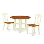 HomeStock 3-Piece Buttermilk and Cherry Finish Round Solid Wood Top Dining Table Set