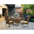 HomeStock 5-Piece Natural Oak Finish Solid Wood Top Dining table with 4 Chairs