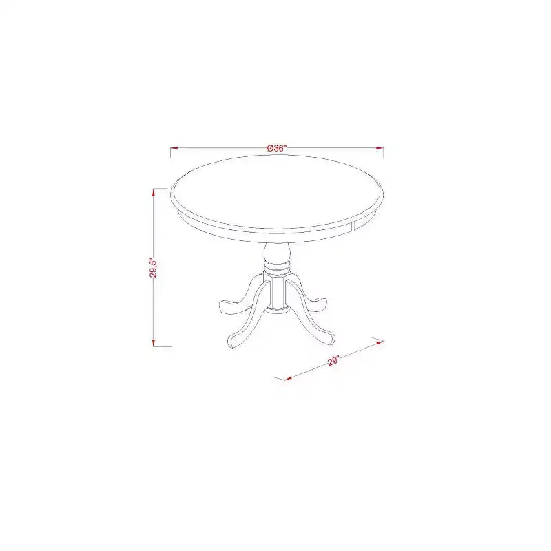 3-Piece Antique Walnut Finish Solid Wood Top - Round Dining Room Set - Seats 4