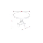 3-Piece Antique Walnut Finish Solid Wood Top - Round Dining Room Set - Seats 4
