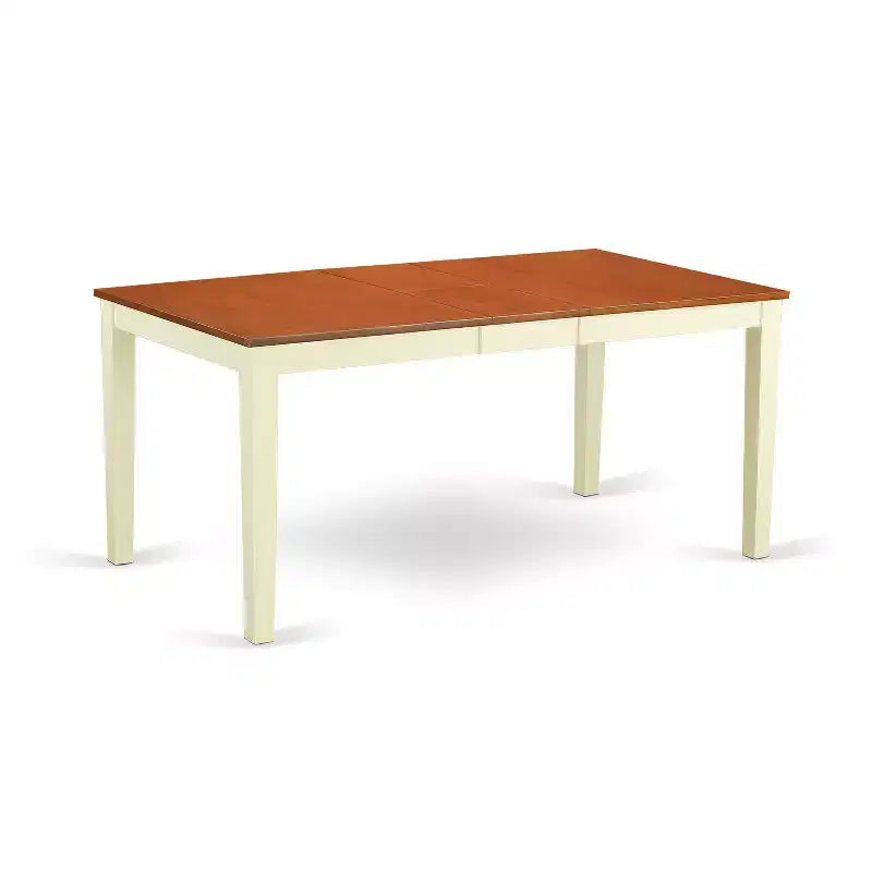 HomeStock 6-Piece Rectangle Buttermilk & Cherry Finish Solid Wood Top Dining Table with 1 Bench, 4 Chairs with Cross Back