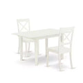 HomeStock 3-Piece Linen White Finish Rectangular Solid Wood Top with Butterfly Leaf Dining Table Set
