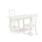HomeStock 3-Piece Linen White Finish Rectangular Solid Wood Top with Butterfly Leaf Dining Table Set