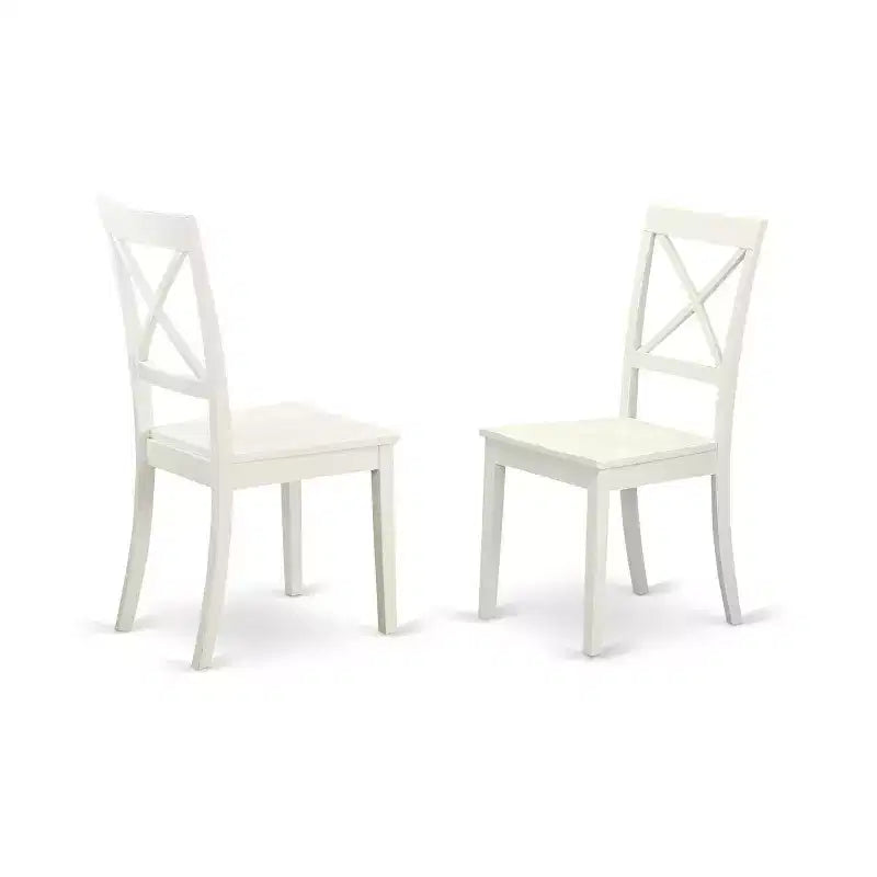 HomeStock 3-Piece Linen White Finish Rectangular Solid Wood Top with Butterfly Leaf Dining Table Set