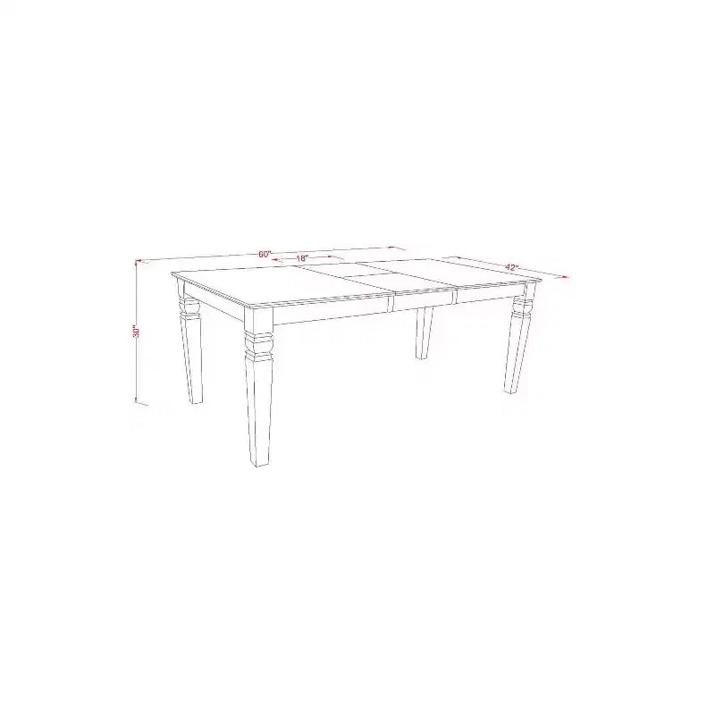HomeStock 7-Pc Rectangle Buttermilk and Cherry Finish Solid Wood Top Dining Table with 6 Chairs with Butterfly Leaf Cross Back