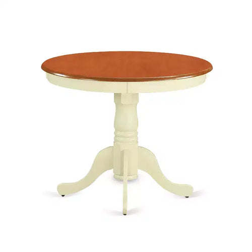 5 Piece Dining Set - Kitchen Table & 4 Chairs - Round Pedestal Table - Buttermilk Cherry Finish