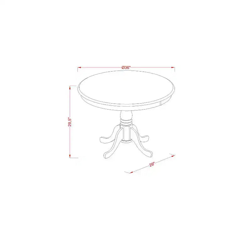 5 Piece Dining Set - Kitchen Table & 4 Chairs - Round Pedestal Table - Buttermilk Cherry Finish