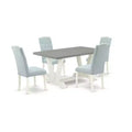 HomeStock 5-Piece Rectangle Natural Oak Finish Solid Wood Top Dining Table with 4 Parson Chair