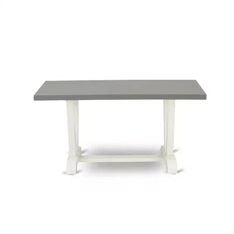 HomeStock 5-Piece Rectangle Natural Oak Finish Solid Wood Top Dining Table with 4 Parson Chair