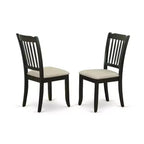 HomeStock 3-Pc Black Finish Solid Wood Top - Round Dining Room Set - Seats 4