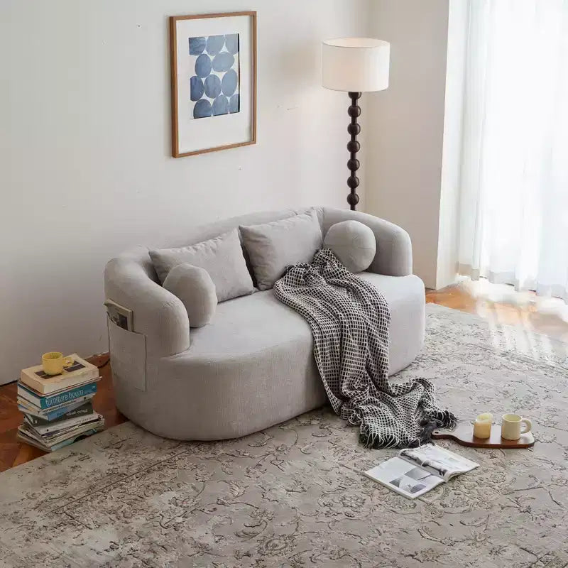 Okak Modern Memory Foam 2-Seater Sofa Couch with Pillows,Chenille Deep Seat Loveseats for Living Room, Bedroom, Apartment