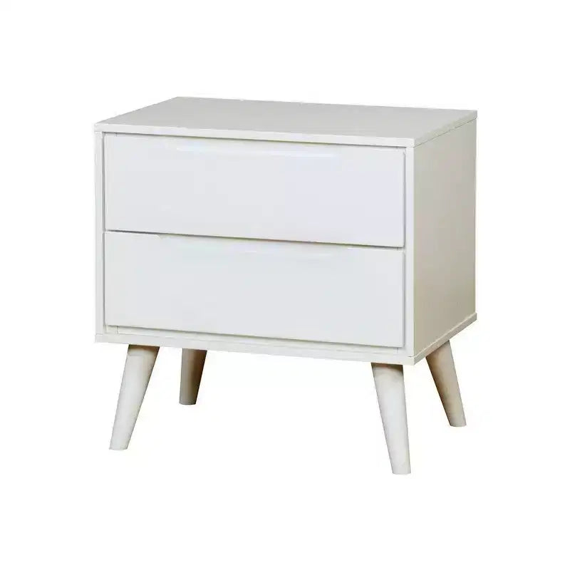 Royal Hampton 2 Drawer Wooden Nightstand with Recessed Drawer Fronts, White