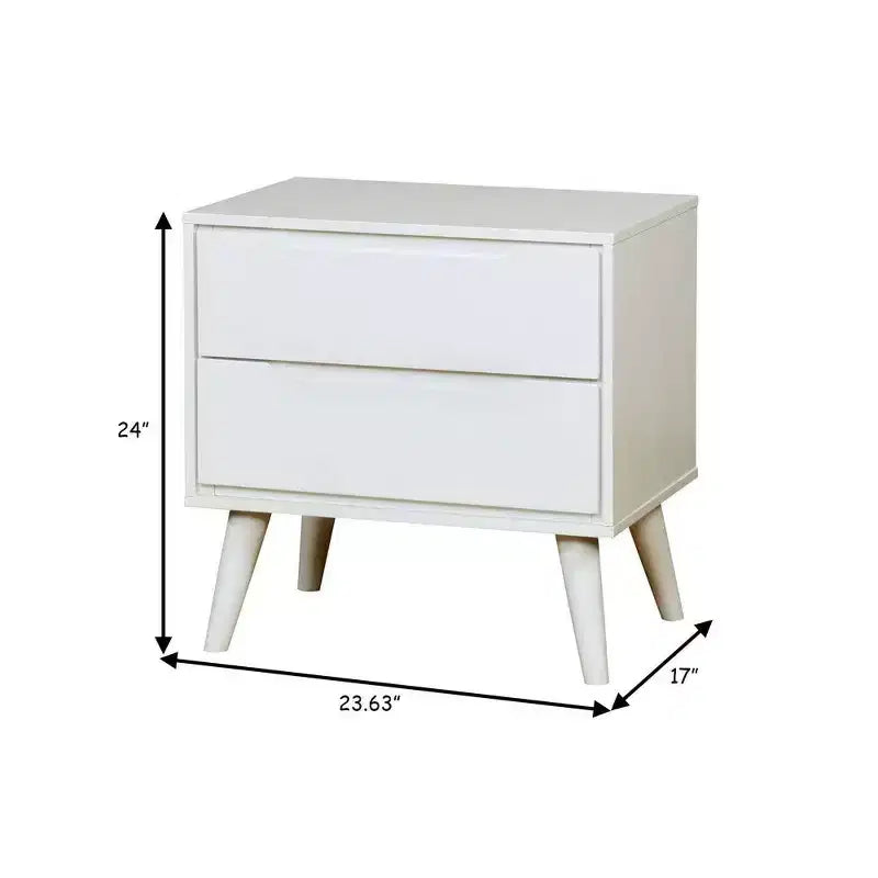 Royal Hampton 2 Drawer Wooden Nightstand with Recessed Drawer Fronts, White