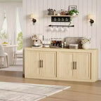 Buffet Sideboard with Storage, Modern Coffee Bar Cabinet with 4 Wood Doors, Kitchen Buffet Table for Dining Room,TV Stand for 50-80 Inch TV