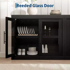 Buffet Sideboard with Storage, Modern Coffee Bar Cabinet with 4 Wood Doors, Kitchen Buffet Table for Dining Room,TV Stand for 50-80 Inch TV
