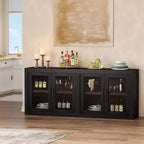 Buffet Sideboard with Storage, Modern Coffee Bar Cabinet with 4 Wood Doors, Kitchen Buffet Table for Dining Room,TV Stand for 50-80 Inch TV
