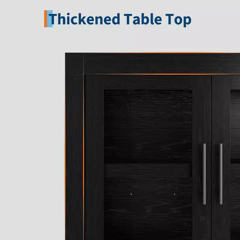 Buffet Sideboard with Storage, Modern Coffee Bar Cabinet with 4 Wood Doors, Kitchen Buffet Table for Dining Room,TV Stand for 50-80 Inch TV