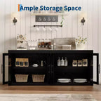 Buffet Sideboard with Storage, Modern Coffee Bar Cabinet with 4 Wood Doors, Kitchen Buffet Table for Dining Room,TV Stand for 50-80 Inch TV