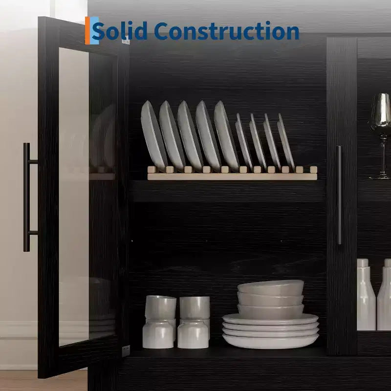 Buffet Sideboard with Storage, Modern Coffee Bar Cabinet with 4 Wood Doors, Kitchen Buffet Table for Dining Room,TV Stand for 50-80 Inch TV