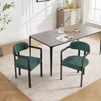 Modern Dining Room Chairs Set of 2, Upholstery Side Arm Chairs with Black Metal Legs for Kitchen, Dining Room, or Living Areas-Panipeachy