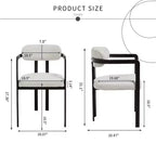 Modern Dining Room Chairs Set of 2, Upholstery Side Arm Chairs with Black Metal Legs for Kitchen, Dining Room, or Living Areas-Panipeachy