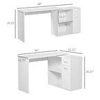 L Shaped Computer Desk, 180Degree Rotating Corner Desk with Storage Shelves, Drawer and Cabinet, Study Workstation for Home Office