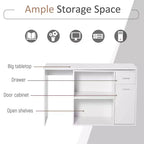 L Shaped Computer Desk, 180Degree Rotating Corner Desk with Storage Shelves, Drawer and Cabinet, Study Workstation for Home Office